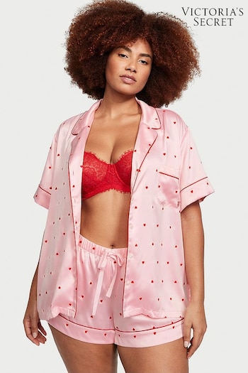 Victoria's Secret Pink Heart Satin Short Pyjamas (K31804) | £65