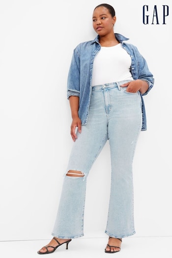Gap Light Wash Blue High Waisted Ripped 70's Flared Jeans cut-out (K31812) | £50