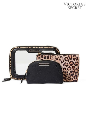 Victoria's Secret Luxe Leopard Brown Getaway Trio Makeup Bag (K31814) | £35