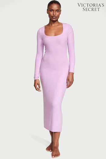 Victoria's Secret Violet Sugar Purple Ribbed Modal Long Slip Dress (K31888) | £45