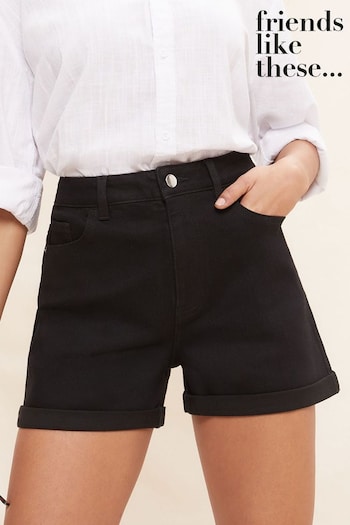 Friends Like These Black Summer Denim Boyfriend Shorts (K31920) | £26