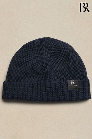 Banana Republic Navy Blue Ribbed Cotton Beanie Hat (K32079) | £25