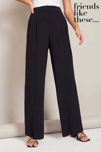 Friends Like These Black Linen Look Tailored Wide Leg Trousers (K32166) | £36