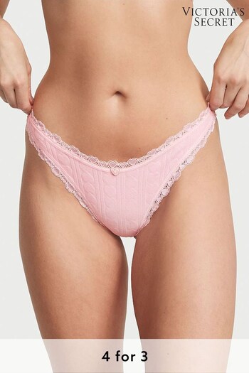 Victoria's Secret Pretty Blossom Pink Pointelle Thong Knickers (K32195) | £9