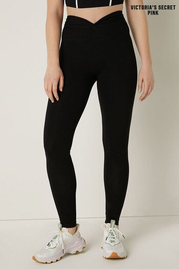 Victoria's Secret PINK Pure Black Cotton Twist Waist Full Length Leggings (K32280) | £36