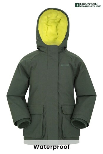 Mountain Warehouse Green Fleece Lined Waterproof Jacket - Kids (K32381) | £64