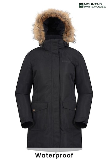 Mountain Warehouse Black Tarka Waterproof Long Padded Jacket (K32435) | £112