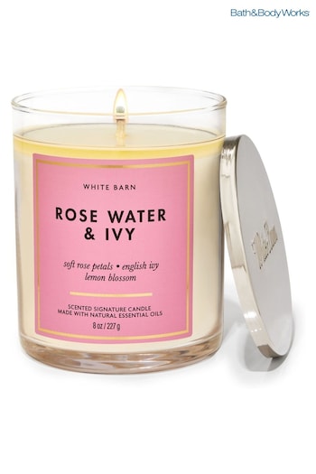 Bath & Body Works Rosewater And Ivy Rose Water and Ivy Signature Single Wick Candle 8 oz / 227 g (K32508) | £23.50