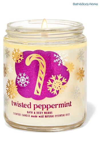 Bath & Body Works Twisted Peppermint Twisted Peppermint Single Wick Candle 7 oz / 198 g (K32512) | £22