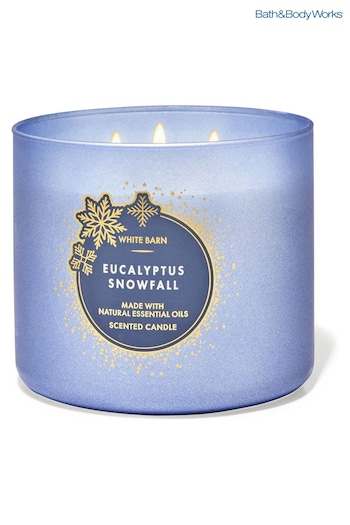 Bath & Body Works Eucalyptus Snowfall Christmas 3 Wick Candle 14.5 oz / 411 g (K32604) | £20.50