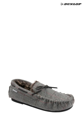 Dunlop Grey Regular Fit Full Shoe Fur Lined Slippers - Men's (K32661) | £33