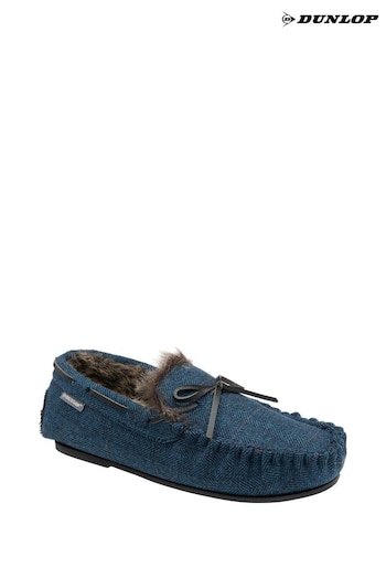Dunlop Navy Blue Regular Fit Full Shoe Fur Lined Slippers - Men's (K32662) | £28