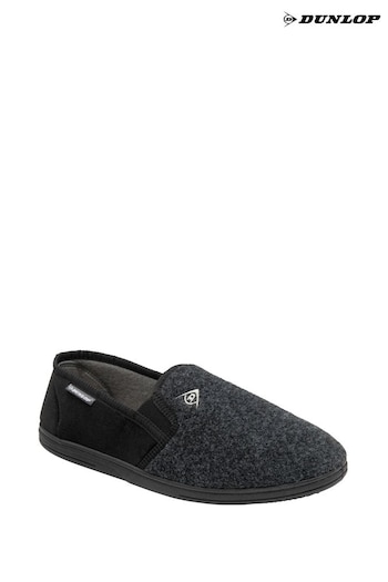 Dunlop Black Regular Fit Full Shoe Felt Slippers - Men's (K32663) | £23