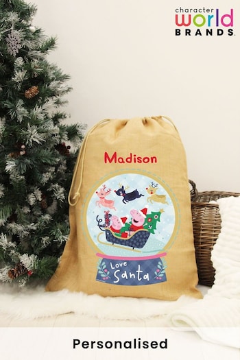 Personalised Peppa Pig Christmas Hessian Sack by Character World Brands (K32970) | £20