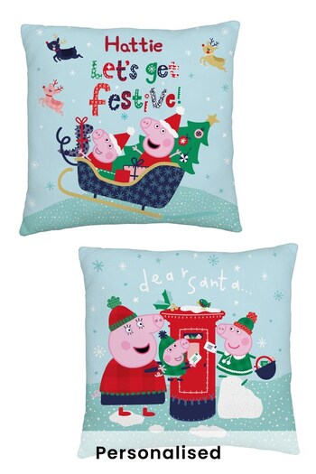 Personalised Peppa Pig Christmas Square Cushion by Character World Brands (K32973) | £26