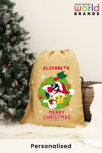 Personalised Looney Tunes Christmas Hessian Sack by Character World Brands (K33015) | £20