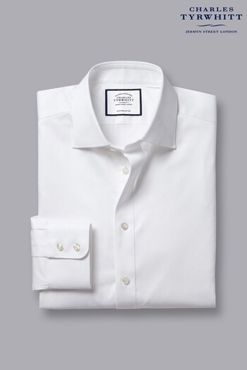 Charles Tyrwhitt White Egyptian Cotton Hampton Weave Slim Fit Shirt (K33233) | £65