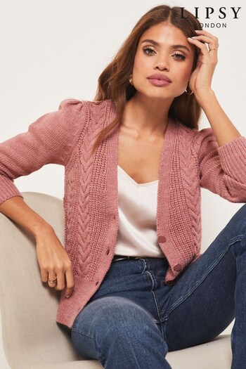 Lipsy Rose Petite Knitted Cable Button Through Cardigan (K33334) | £27 - £40