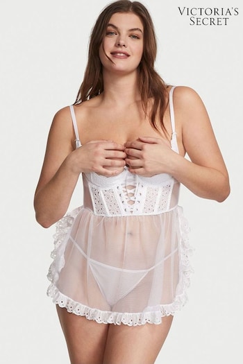 Victoria's Secret White Broderie Open Cup Babydoll (K33510) | £85
