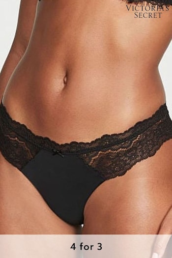 Victoria's Secret Black Lace Trim Thong Knickers (K33518) | £14