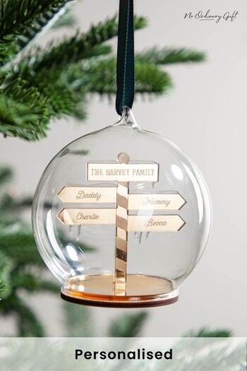 Personalised Metallic Mirror Family Sign Post Bauble by No Ordinary Gift (K33605) | £32