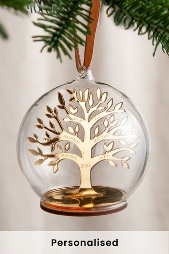 Personalised Metallic Mirror Family Tree Bauble by No Ordinary Gift (K33606) | £32