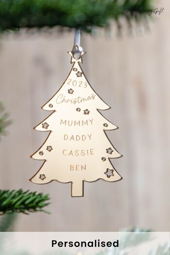 Personalised Metallic Mirror Christmas Tree Hanging Decroation by No Ordinary Gift (K33610) | £15