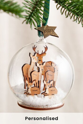 Personalised Family of Deer Christmas Bauble by No Ordinary Gift (K33611) | £30