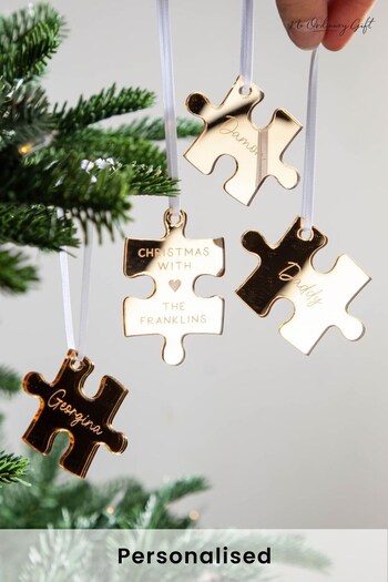 Personalised Family of Mirror Puzzle Piece Hanging Decorations by No Ordinary Gift (K33626) | £18