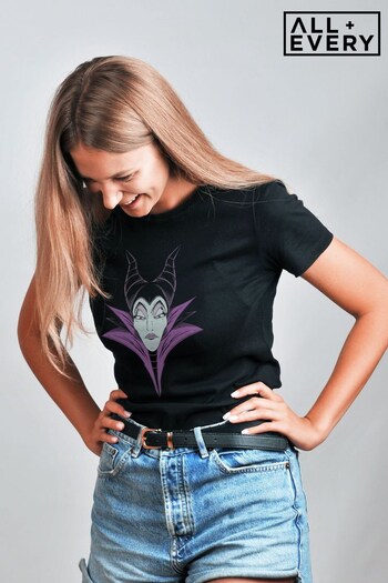 All + Every Black Disney Maleficent Halloween Portrait Women's T-Shirt (K33649) | £22
