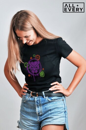 All + Every Black Marvel Black Panther Halloween Logo Women's T-Shirt (K33662) | £22