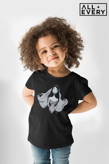 All + Every Black Corpse Bride Halloween Emily Portrait Kids T-Shirt (K33707) | £18
