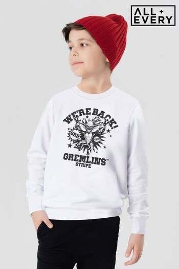 All + Every White Gremlins Halloween We Are Back Kids Sweatshirt (K33711) | £23