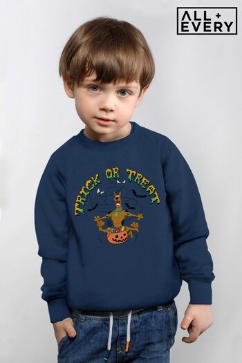 All + Every Navy Blue Scooby Doo Halloween Trick Or Treat Terrified Kids Sweatshirt (K33723) | £23