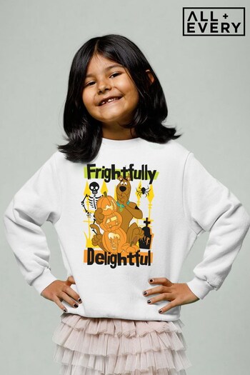 All + Every White Scooby Doo Halloween Frightfully Delightful Kids Sweatshirt (K33726) | £23