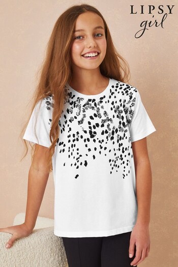 Lipsy White Leopard Graphic T-Shirt (K34017) | £14 - £20