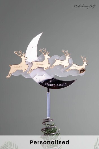 Personalised Layered Family of Reindeer Christmas Tree Topper by No Ordinary Gift (K34035) | £38