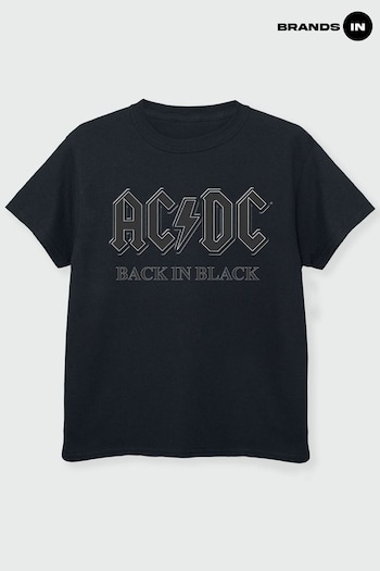 Brands In Black ACDC Back In Black Boys Black Music T-Shirt (K34262) | £18