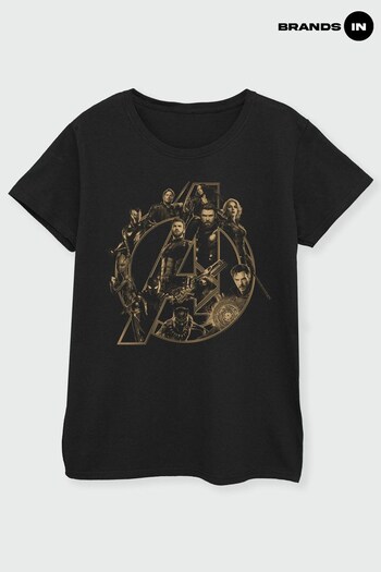 Brands In Black Avengers Infinity War Avengers Logo Women Black T-Shirt (K34281) | £24