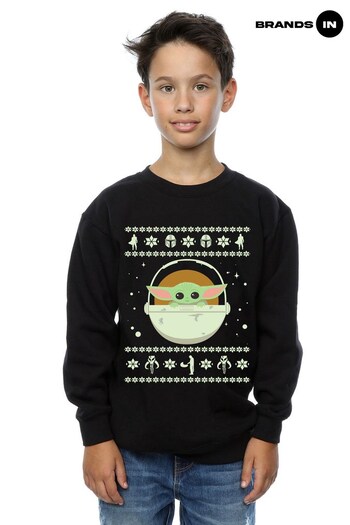 Brands In Black The Mandalorian The Child Christmas Boys Black Sweatshirt (K34300) | £25