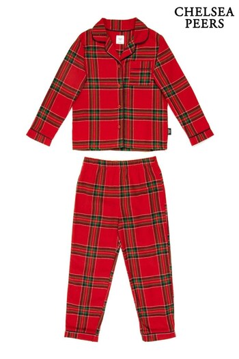 Chelsea Peers Red Check Button Up Long Pyjama Set - Kids' (K34391) | £35