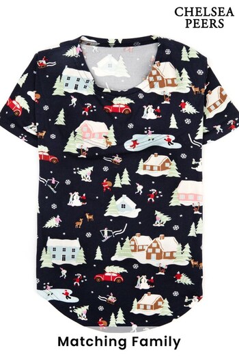 Chelsea Peers Blue Pets Christmas Festive Town Pyjama Top (K34393) | £20