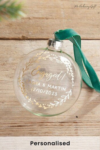 Personalised Couple's Foiled Wreath Engagement Bauble by No Ordinary Gift (K34453) | £28