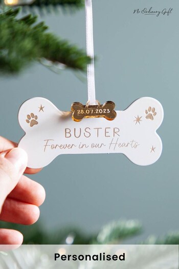 Personalised Metal Bone Pet Decoraation with Gold Charm by No Ordinary Gift (K34475) | £14