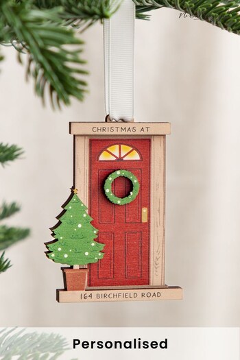 Personalised Layered Wooden Front Door Christmas Decoration by No Ordinary Gift (K34585) | £15