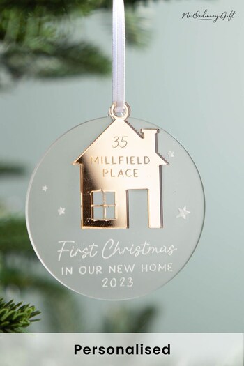 Personalised New Home Layered Christmas Decoration with Metallic Mirror House by No Ordinary Gift (K34586) | £19