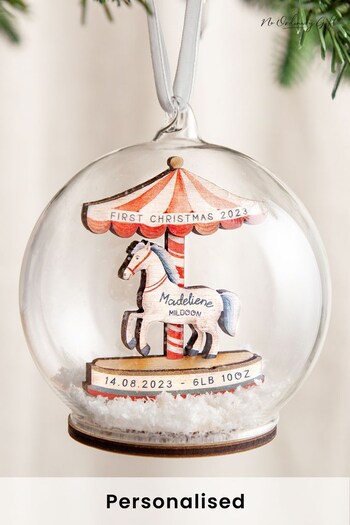 Personalised Layered Carousel First Christmas Baby Details Bauble by No Ordinary Gift (K34663) | £30