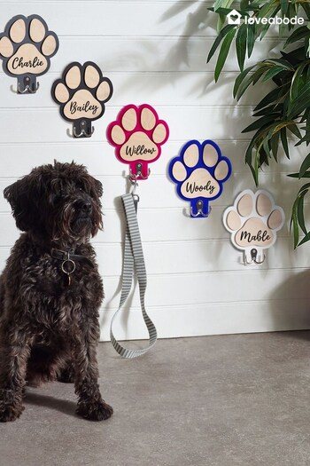 Personalised Pawprint Dog Lead Hanger by Loveabode (K34669) | £20
