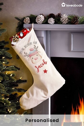 Personalised Reindeer Christmas Sack/Sock by Loveabode (K34739) | £15