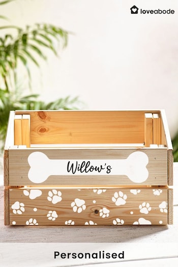 Personalised Dog "with a bone" Crate Box by Loveabode (K34748) | £29